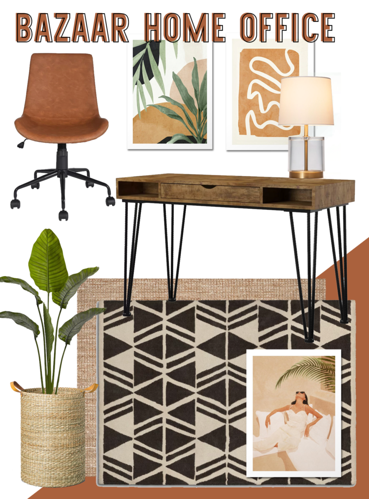 Tropical/global inspired home office decor