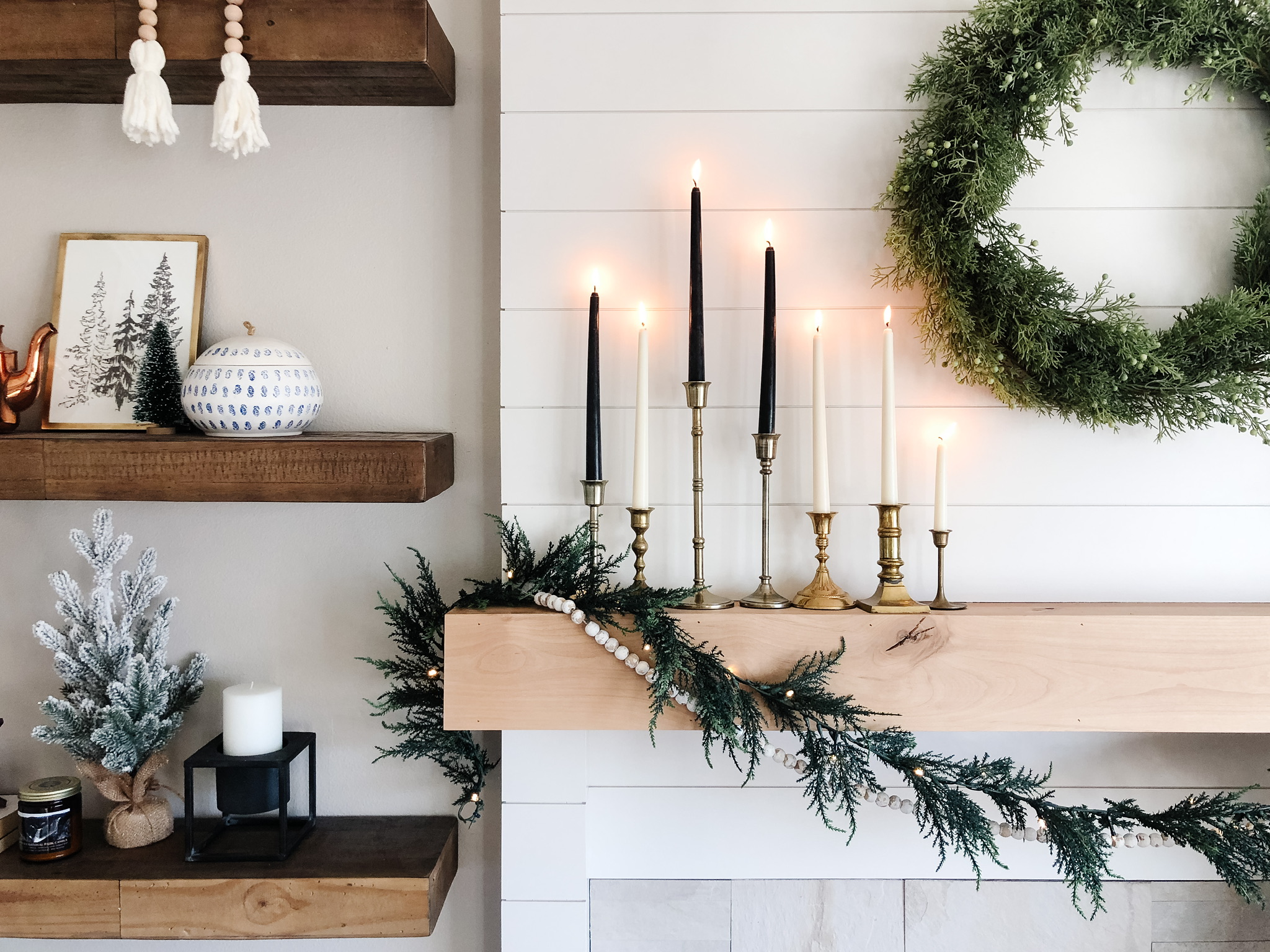 Winter Fireplace Mantle